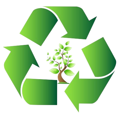Símbolo de reciclagem com uma árvore no meio